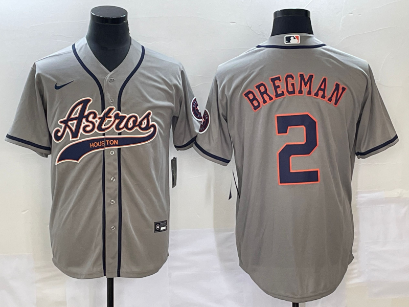 Men's Houston Astros Alex Bregman #2 Gray Jersey Joint Edition